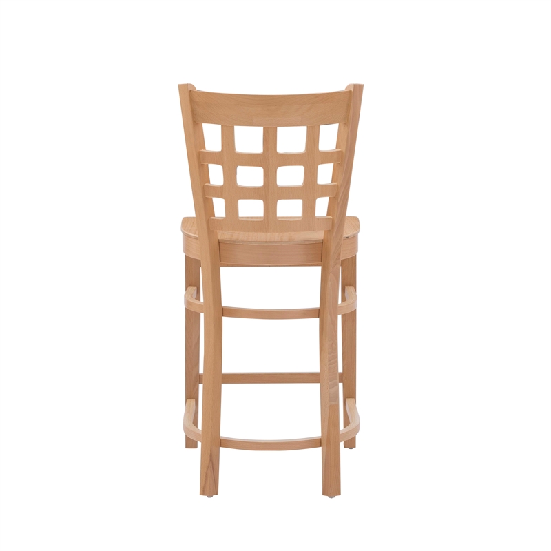 Bowery Hill Wood Commercial Grade Set of Two Counter Stools in Natural