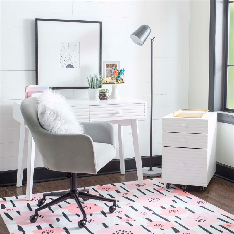 Bowery Hill Wood File Cabinet with 3 Drawers Rolling Castors in Pure White