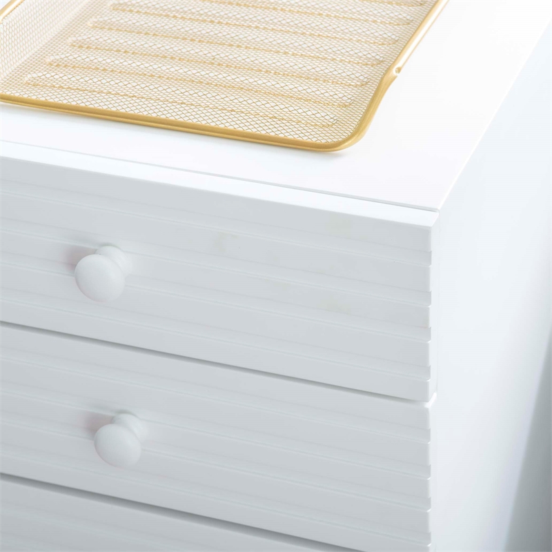 Bowery Hill Wood File Cabinet with 3 Drawers Rolling Castors in Pure White