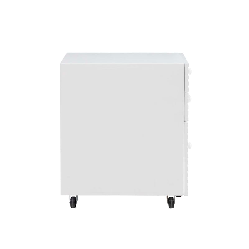 Bowery Hill Wood File Cabinet with 3 Drawers Rolling Castors in Pure White