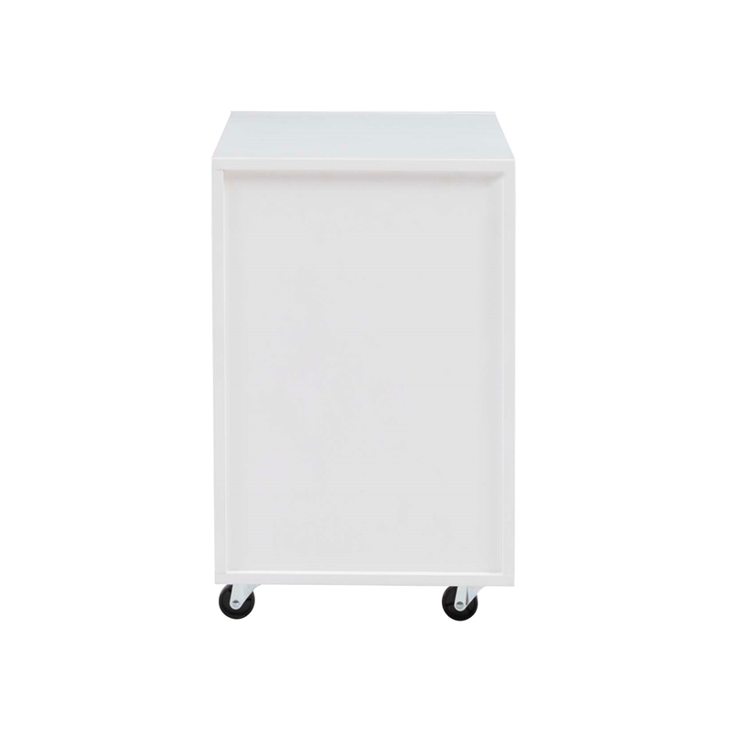 Bowery Hill Wood File Cabinet with 3 Drawers Rolling Castors in Pure White