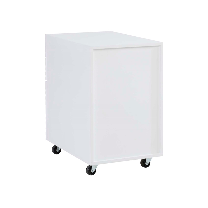 Bowery Hill Wood File Cabinet with 3 Drawers Rolling Castors in Pure White