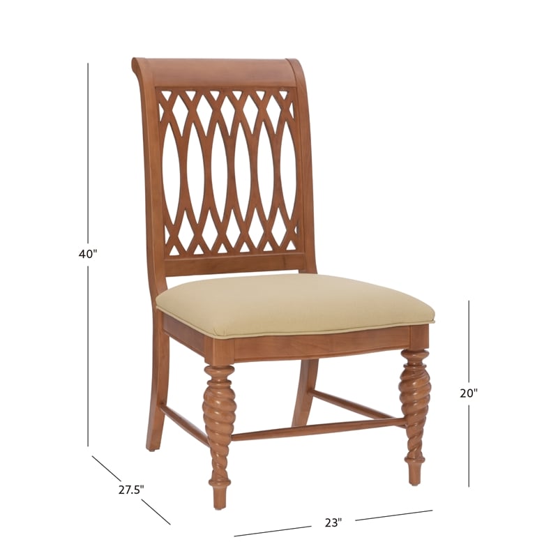 Bowery Hill Wood Commercial Grade Chairs Set of 2 Faux Leather in Natural Brown