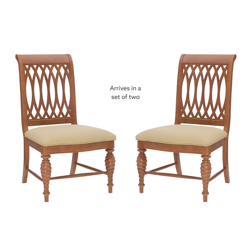 Bowery Hill Wood Commercial Grade Chairs Set of 2 Faux Leather in Natural Brown