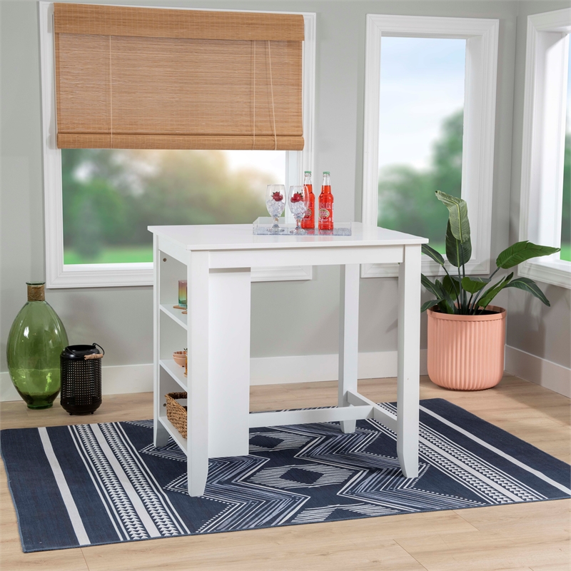 Bowery Hill Acacia White Space-Saving Counter Height Table Rectangular 36