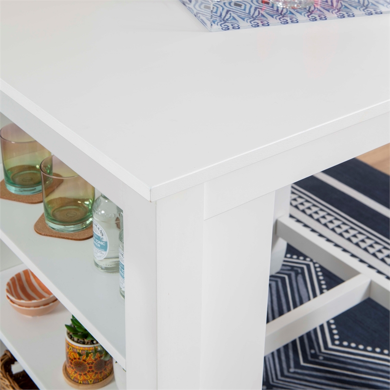 Bowery Hill Acacia White Space-Saving Counter Height Table Rectangular 36