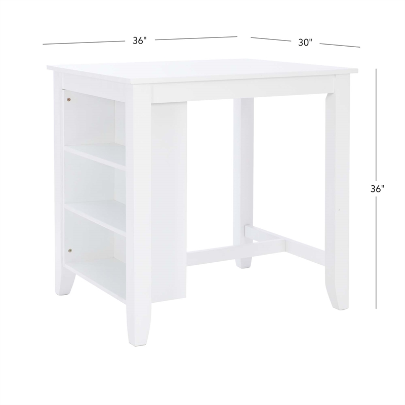 Bowery Hill Acacia White Space-Saving Counter Height Table Rectangular 36