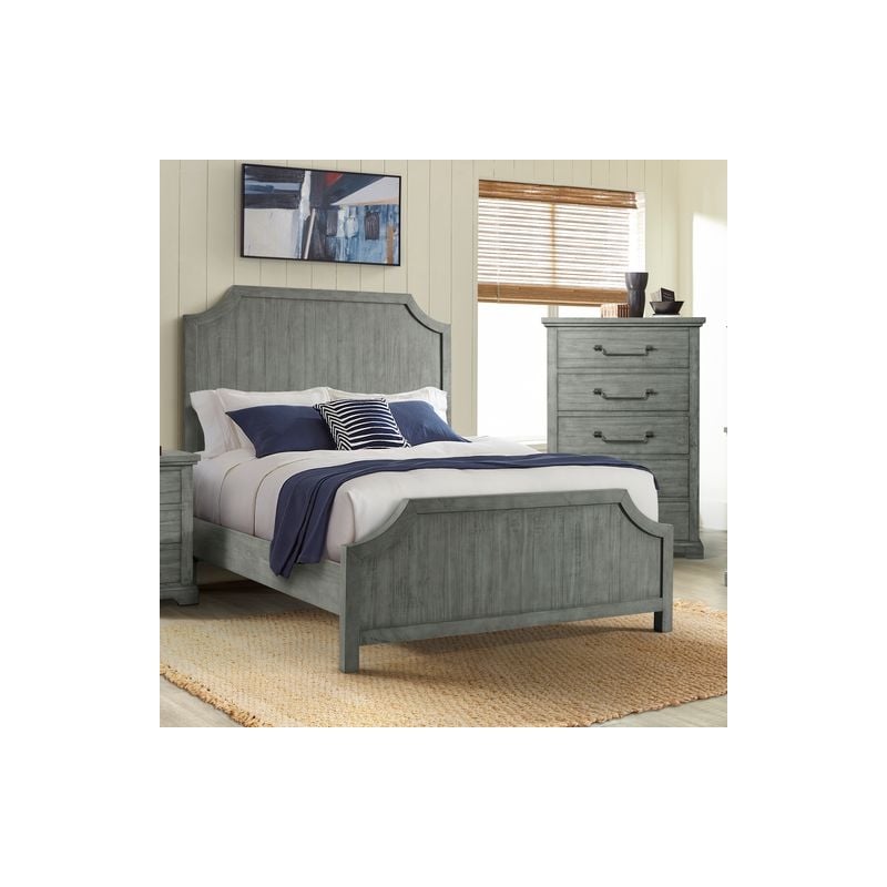 Bowery Hill Contemporary Solid Wood Dove Gray California King Panel Bed