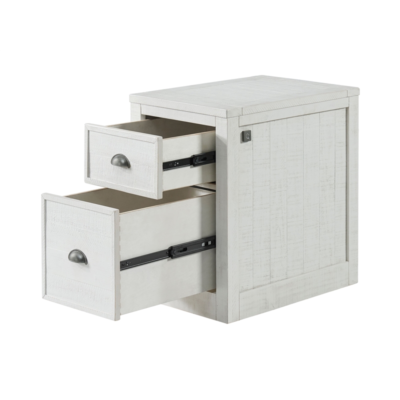 Bowery Hill White 2 Drawer File Cabinet with Fingerprint Lock