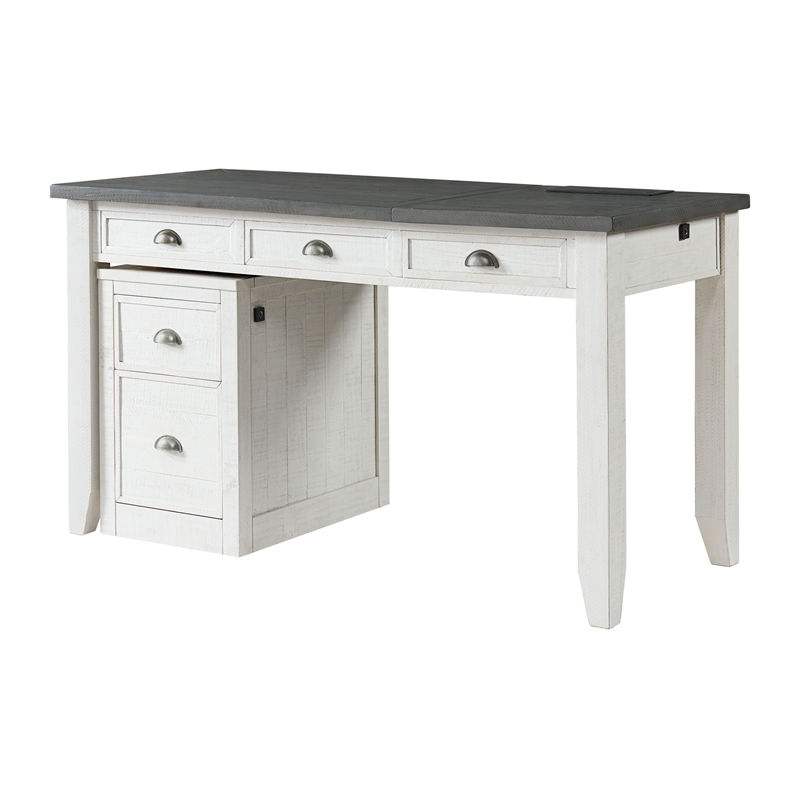 Bowery Hill White 2 Drawer File Cabinet with Fingerprint Lock