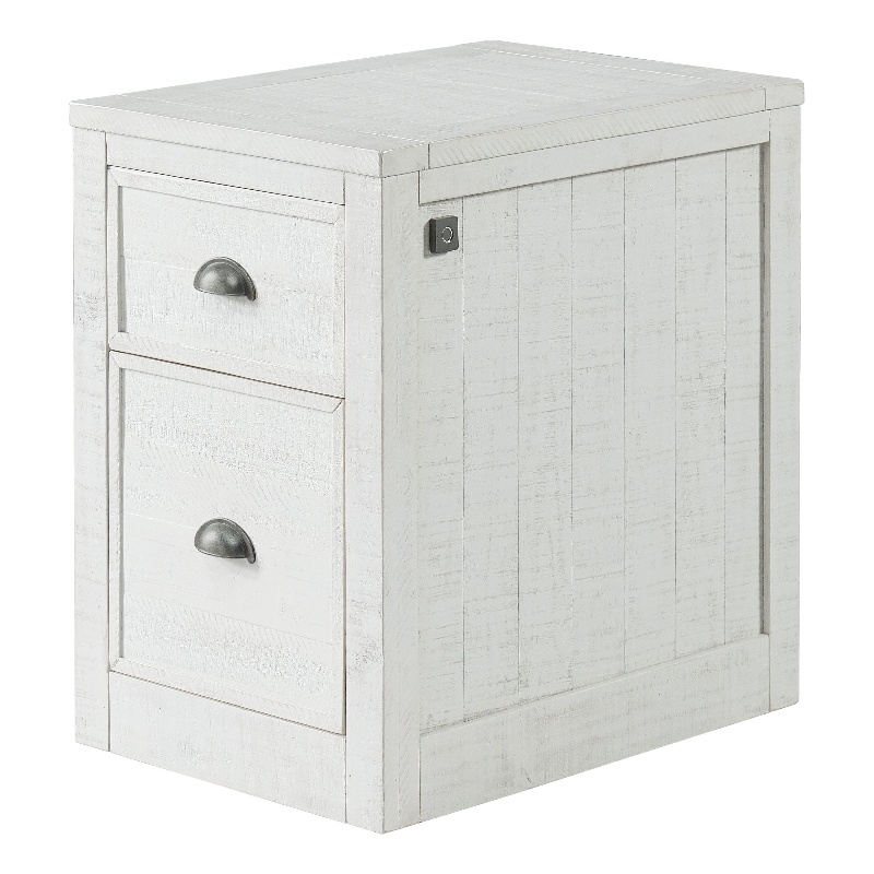 Bowery Hill White 2 Drawer File Cabinet with Fingerprint Lock