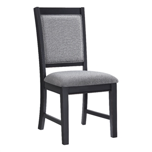 Bowery Hill Black and Grey Linen Dining Room Chair (Set of 2)