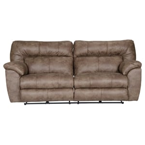 Bowery Hill Modern Power Reclining Sofa in Brown Polyester Fabric