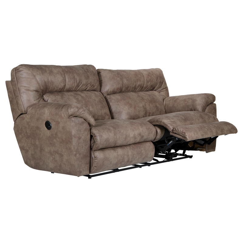 Bowery Hill Modern Power Reclining Sofa in Brown Polyester Fabric