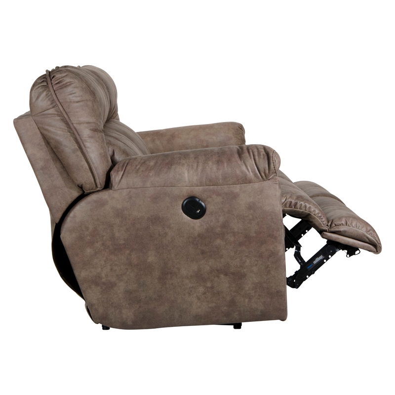 Bowery Hill Modern Power Reclining Sofa in Brown Polyester Fabric