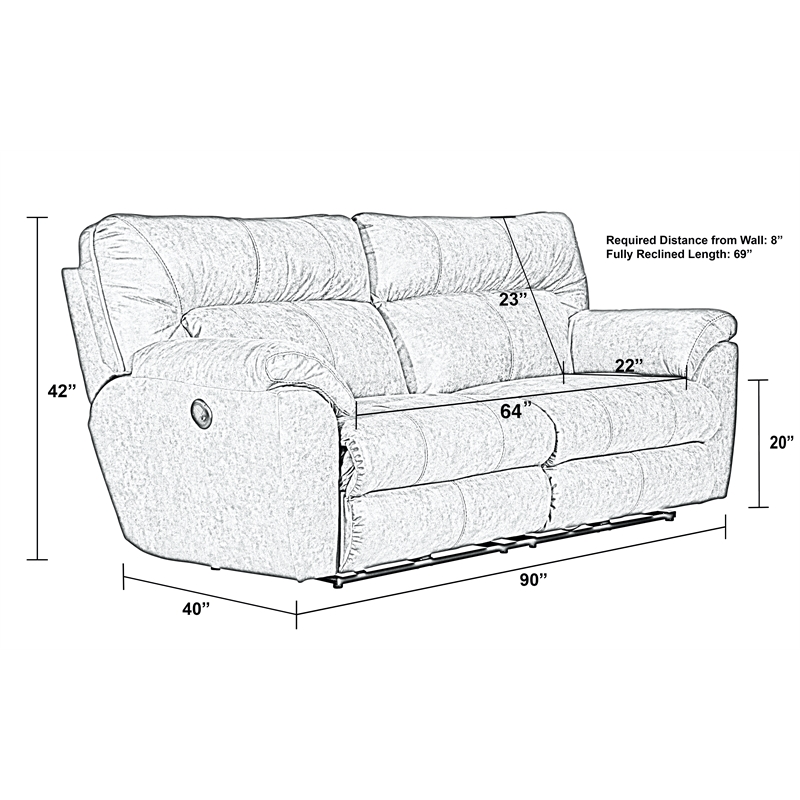 Bowery Hill Modern Power Reclining Sofa in Brown Polyester Fabric