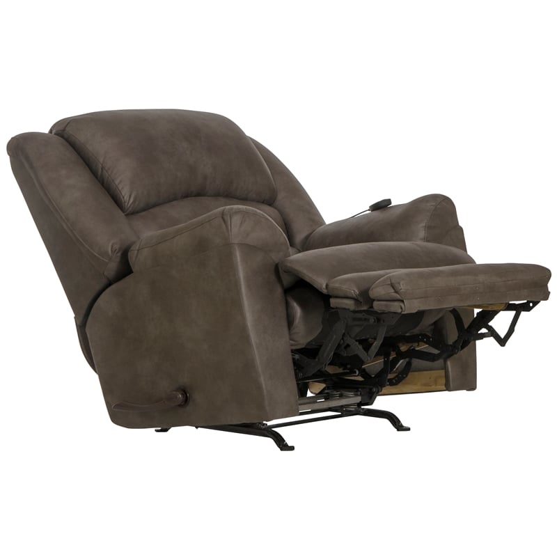 Bowery Hill Rocker Recliner with Heat and Massage in Gray Polyester Fabric