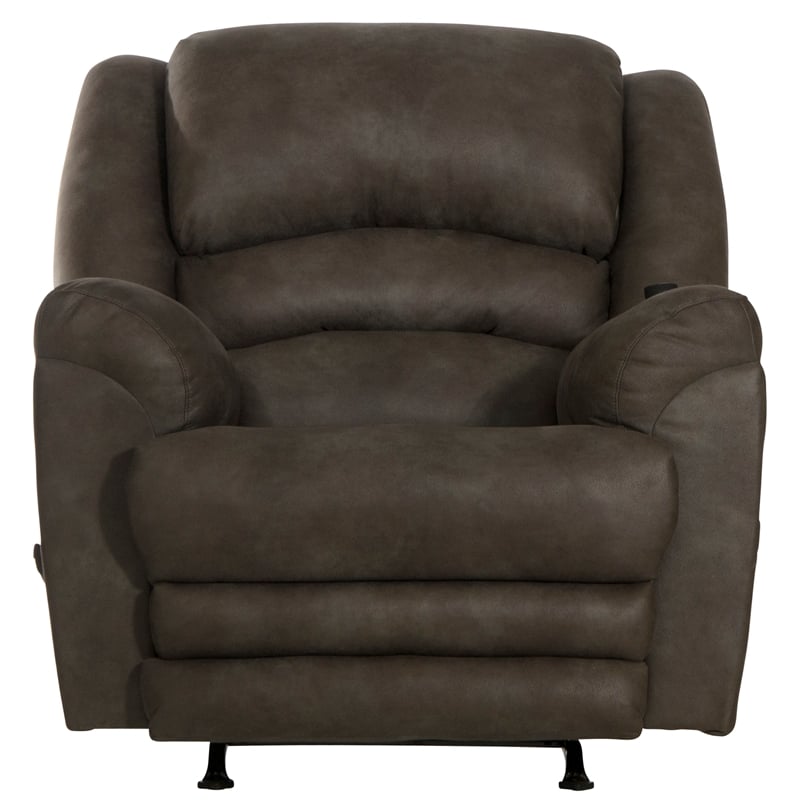 Bowery Hill Rocker Recliner with Heat and Massage in Gray Polyester Fabric