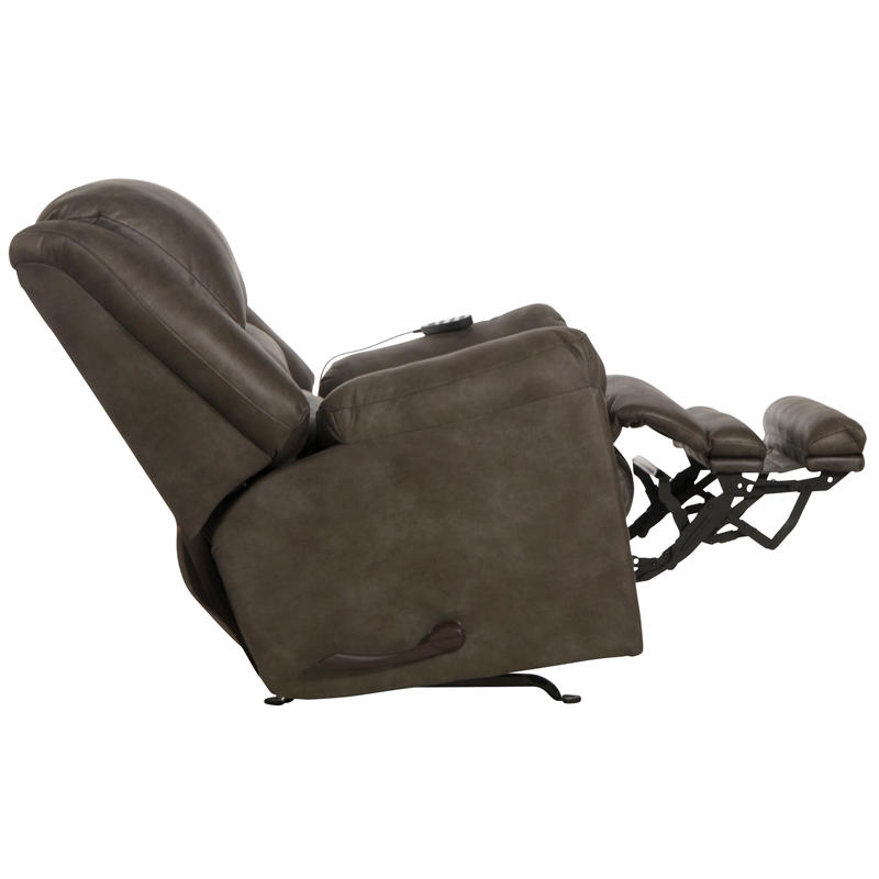 Bowery Hill Rocker Recliner with Heat and Massage in Gray Polyester Fabric