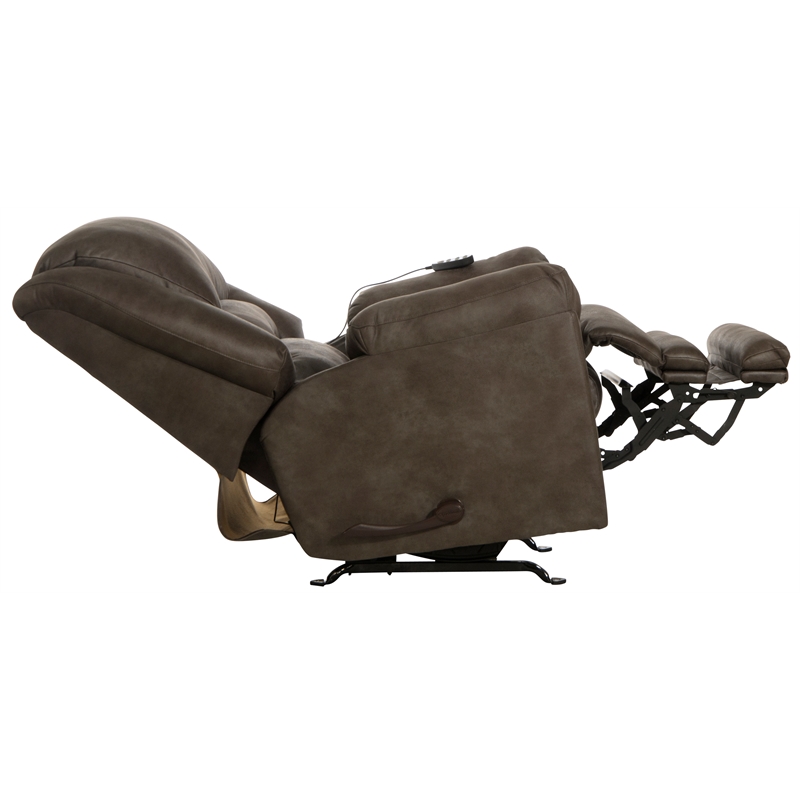 Bowery Hill Rocker Recliner with Heat and Massage in Gray Polyester Fabric
