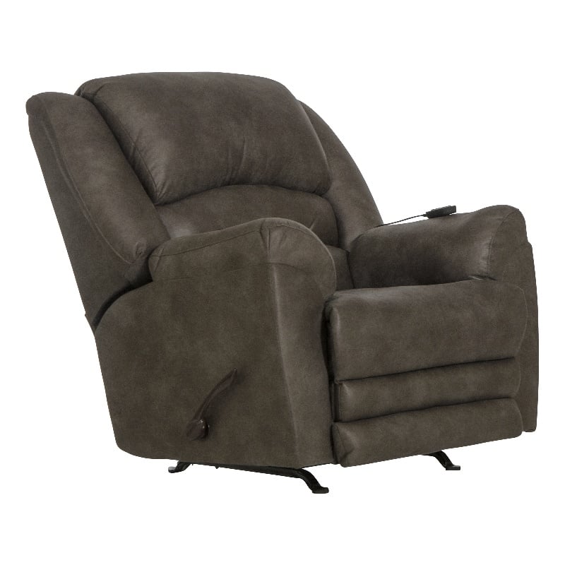 Bowery Hill Rocker Recliner with Heat and Massage in Gray Polyester Fabric