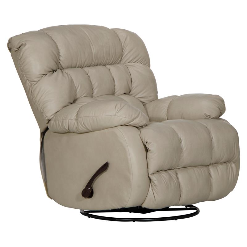 Bowery Hill Chaise Swivel Glider Recliner in Beige Italian Top Grain Leather