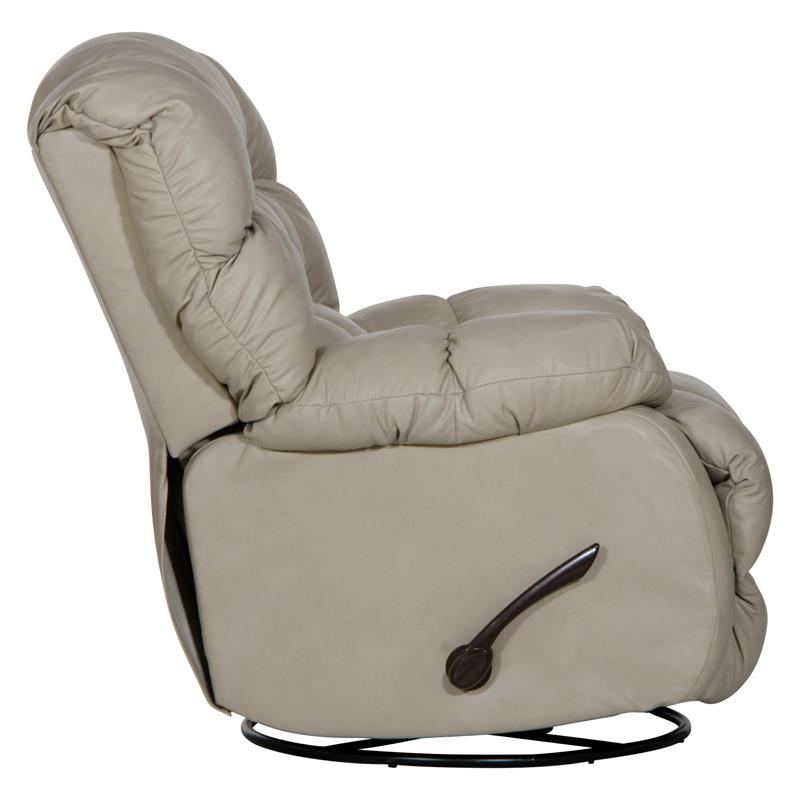 Bowery Hill Chaise Swivel Glider Recliner in Beige Italian Top Grain Leather