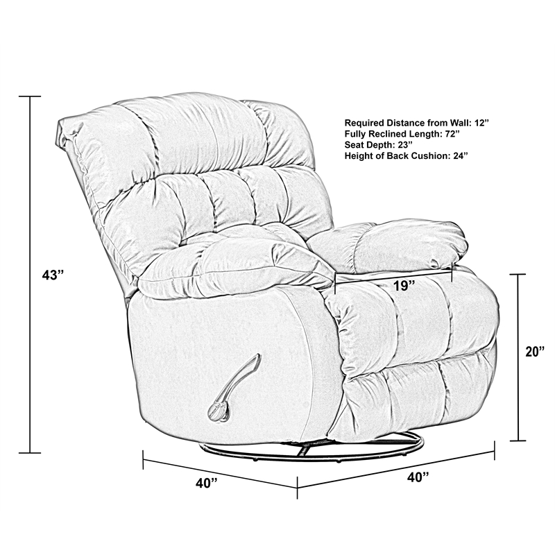 Bowery Hill Chaise Swivel Glider Recliner in Beige Italian Top Grain Leather