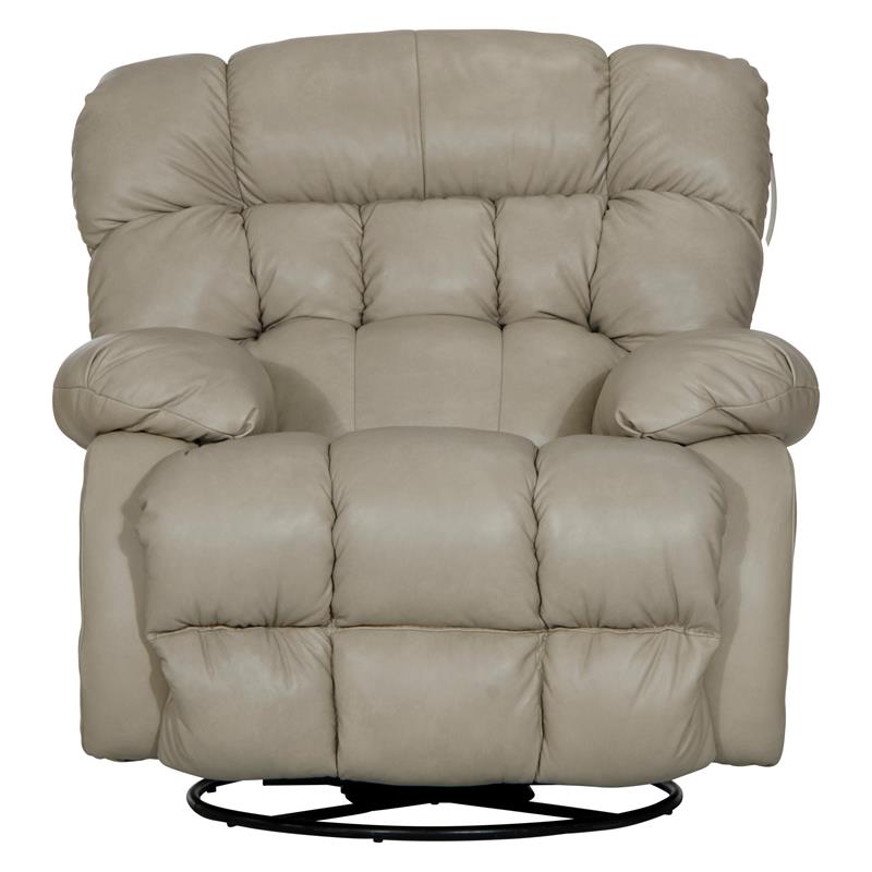 Bowery Hill Chaise Swivel Glider Recliner in Beige Italian Top Grain Leather