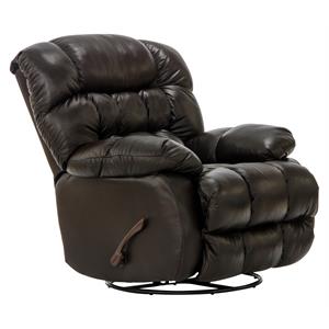 Bowery Hill Chaise Swivel Glider Recliner in Brown Top Grain Italian Leather