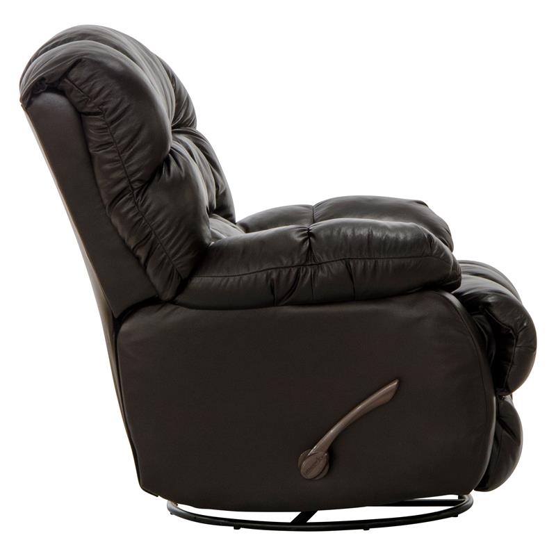 Bowery Hill Chaise Swivel Glider Recliner in Brown Top Grain Italian Leather