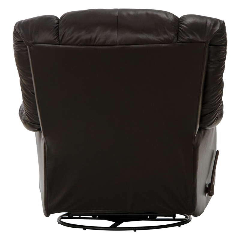 Bowery Hill Chaise Swivel Glider Recliner in Brown Top Grain Italian Leather