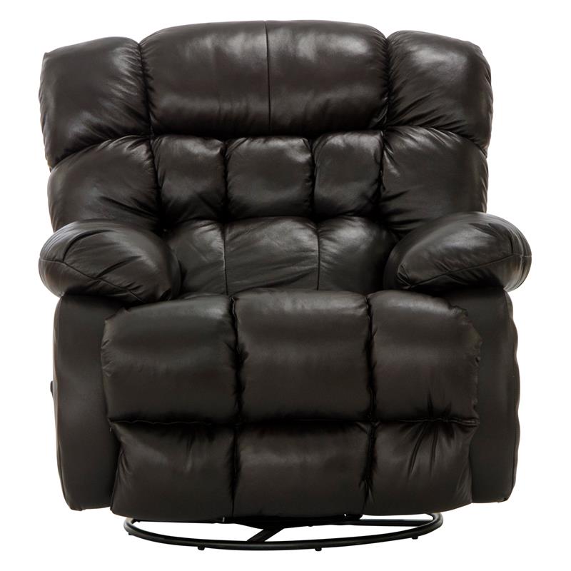 Bowery Hill Chaise Swivel Glider Recliner in Brown Top Grain Italian Leather