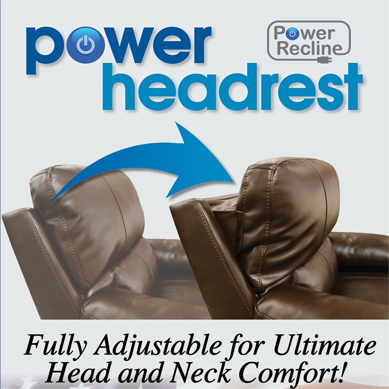 Bowery Hill Power Lay Flat Recliner with Power Headrest in Gray Faux Leather