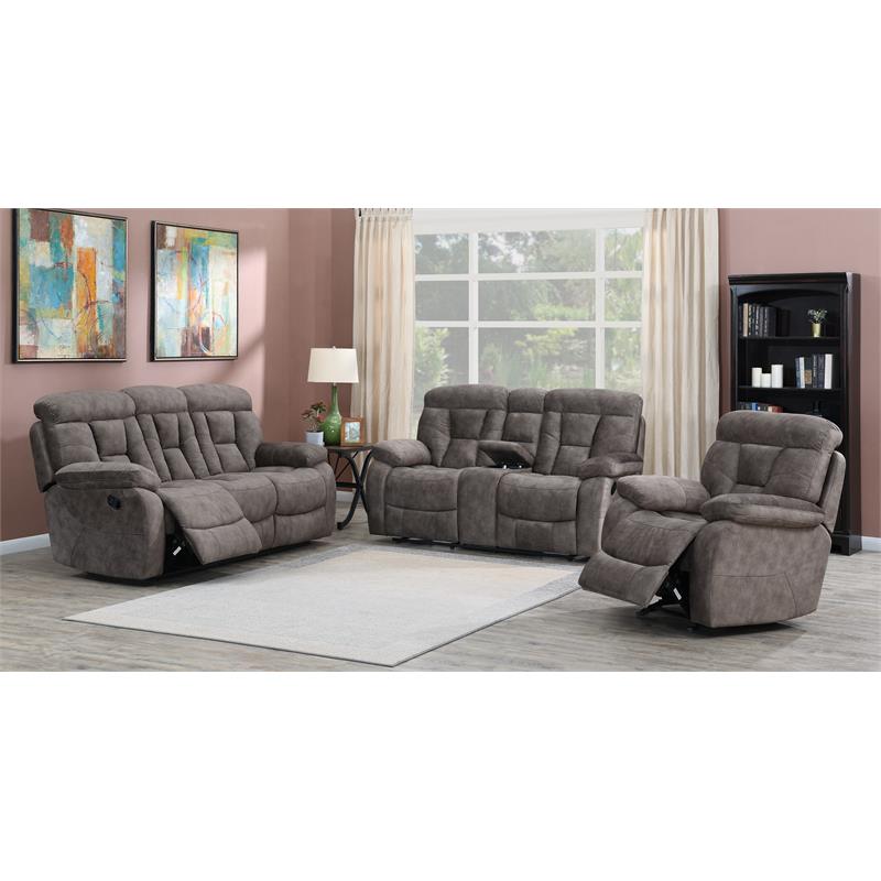 Bowery Hill Contemporary Recliner Sofa in Mushroom Gray Finish