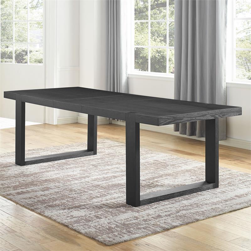 Bowery Hill Contemporary Dining Table in Rubbed Charcoal Finish
