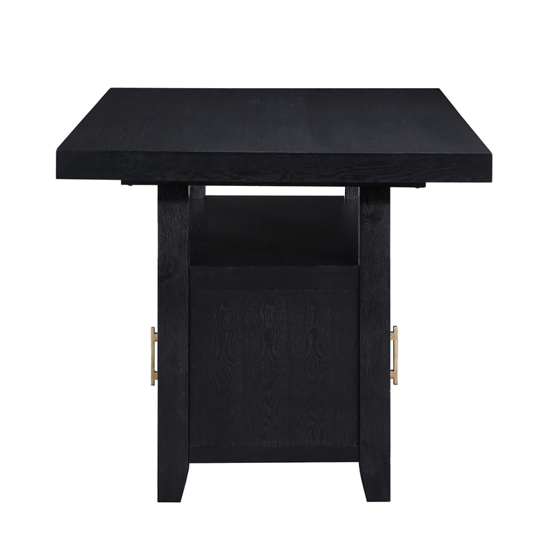 Bowery Hill Rubbed Charcoal Wood Counter Height Dining Table with Storage