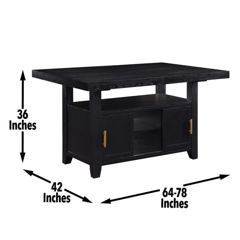 Bowery Hill Rubbed Charcoal Wood Counter Height Dining Table with Storage