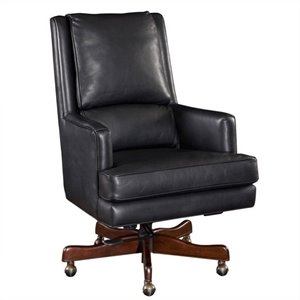 Bowery Hill Leather Dark Grey Executive Office Chair Swivel 45&quot Unassembled