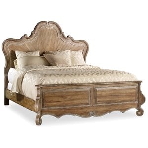 Bowery Hill Contemporary California King Wood Panel Bed in Caramel Froth