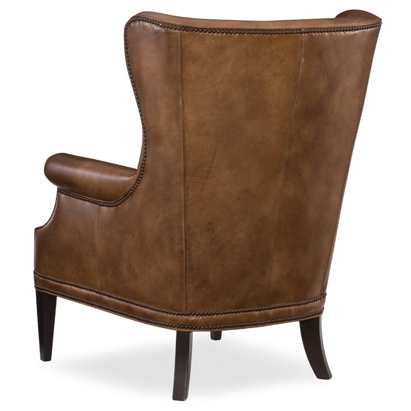 Bowery Hill Contemporary Leather Wing Club Chair in Checkmate Pawn