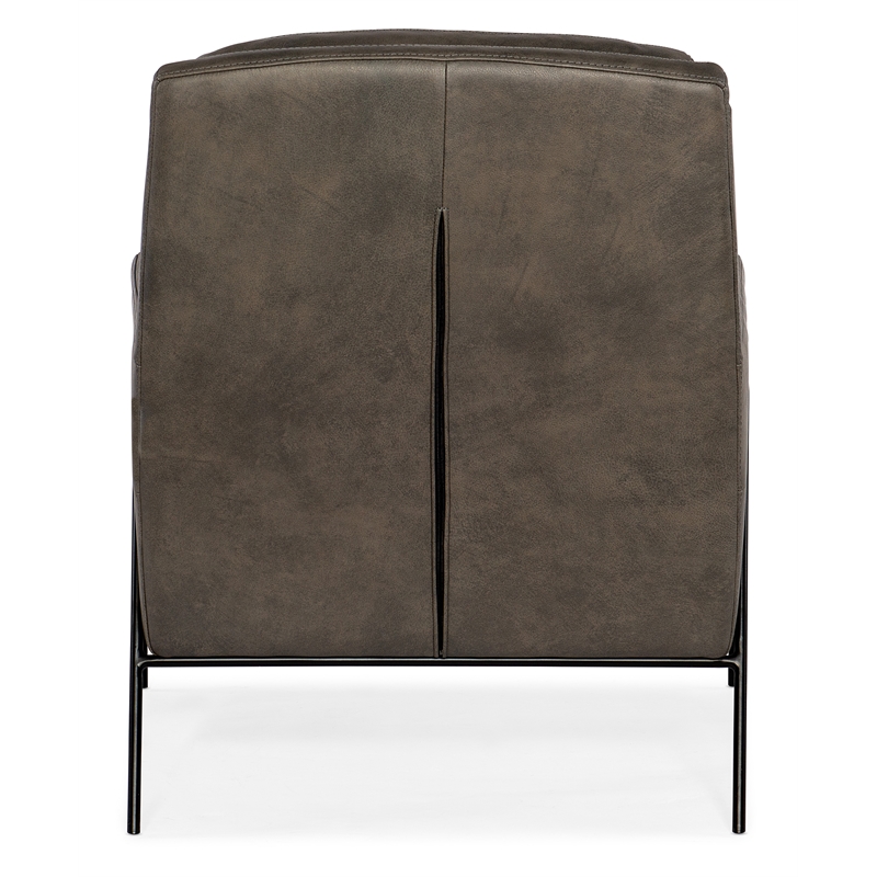Bowery Hill Contemporary Leather and Metal Club Chair in Gray Finish