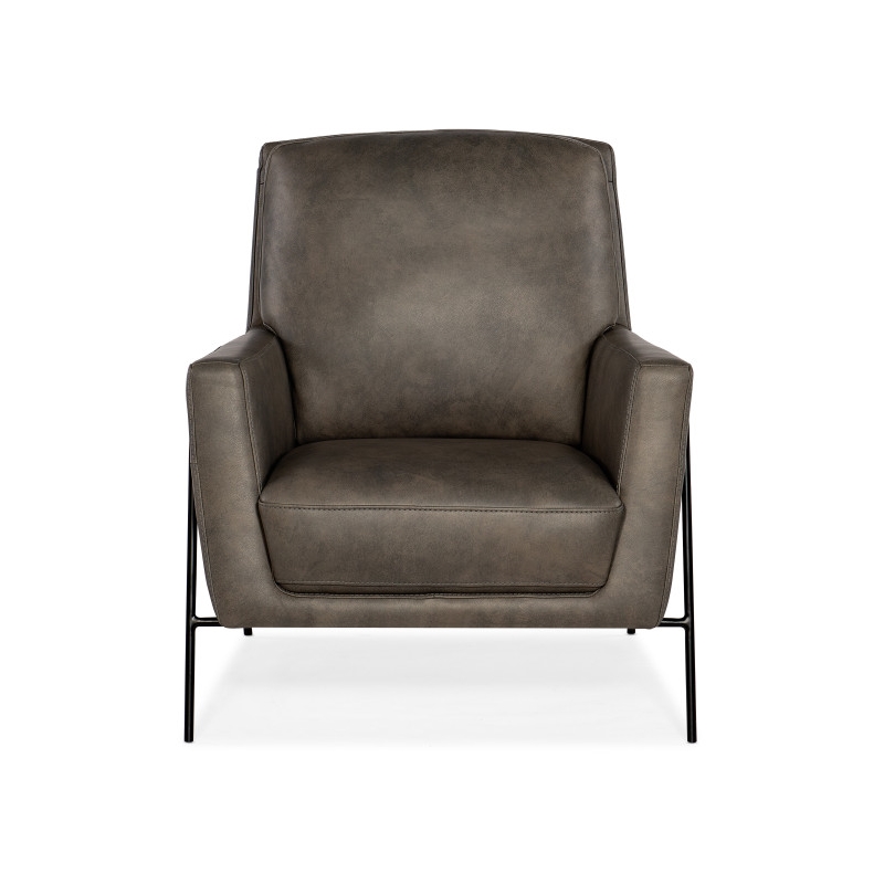 Bowery Hill Contemporary Leather and Metal Club Chair in Gray Finish