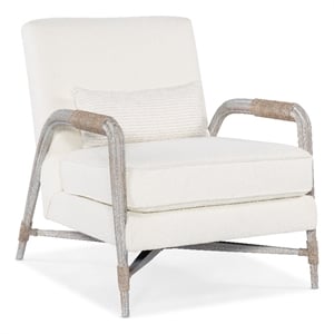 Bowery Hill Wood Fabric and Rope Accent Lounge Chair in White