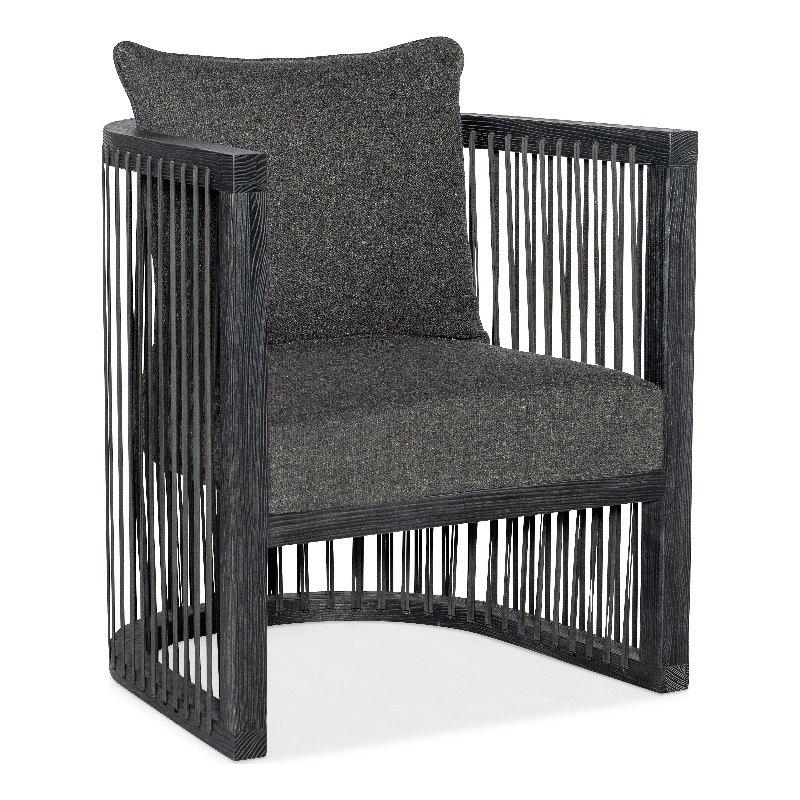 Bowery Hill Wilde Fabric and Leather Strapping Club Chair in Black