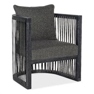 Bowery Hill Wilde Fabric and Leather Strapping Club Chair in Black