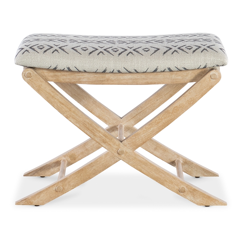 Bowery Hill Fabric Upholstered Camp Stool Bed Bench in Beige