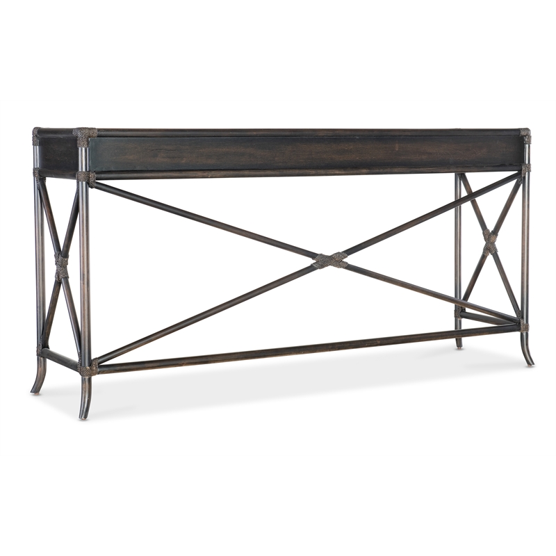Bowery Hill Modern / Contemporary Rattan Wood Console in Black