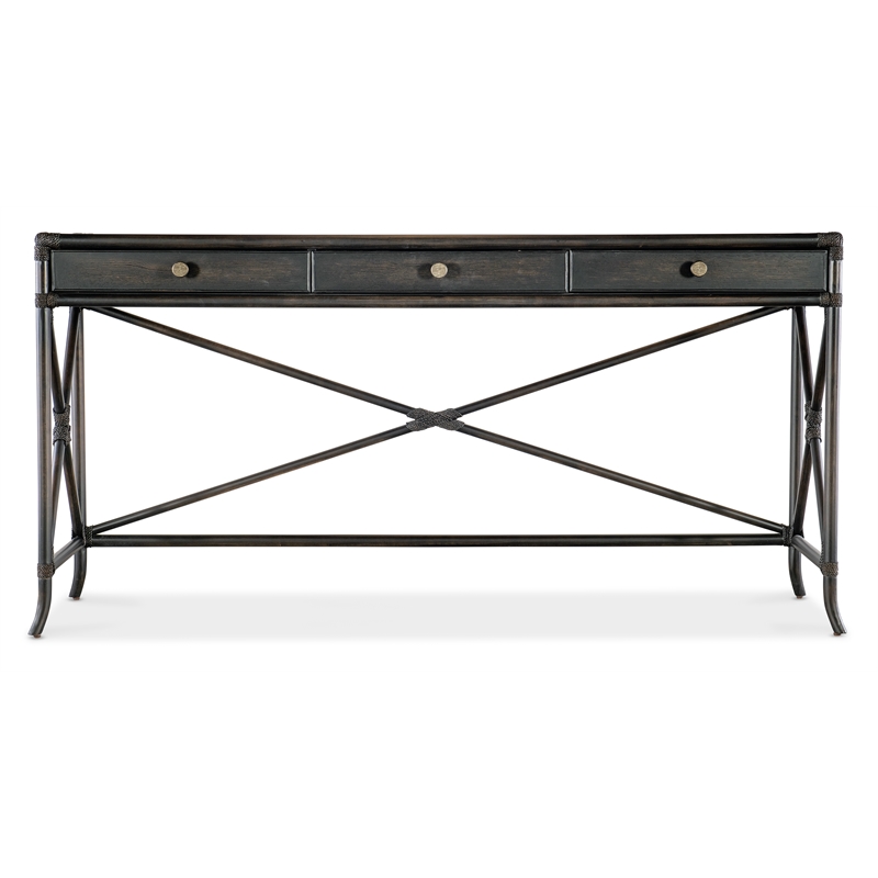 Bowery Hill Modern / Contemporary Rattan Wood Console in Black