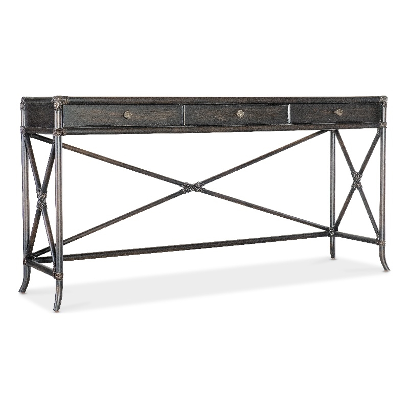 Bowery Hill Modern / Contemporary Rattan Wood Console in Black